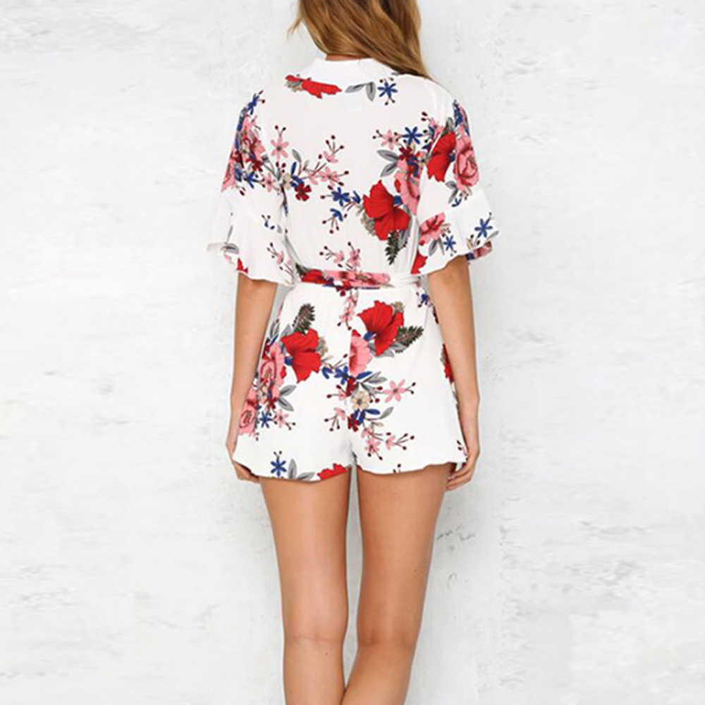 white Floral Juamper Suite Romper - Picture 2 of 6